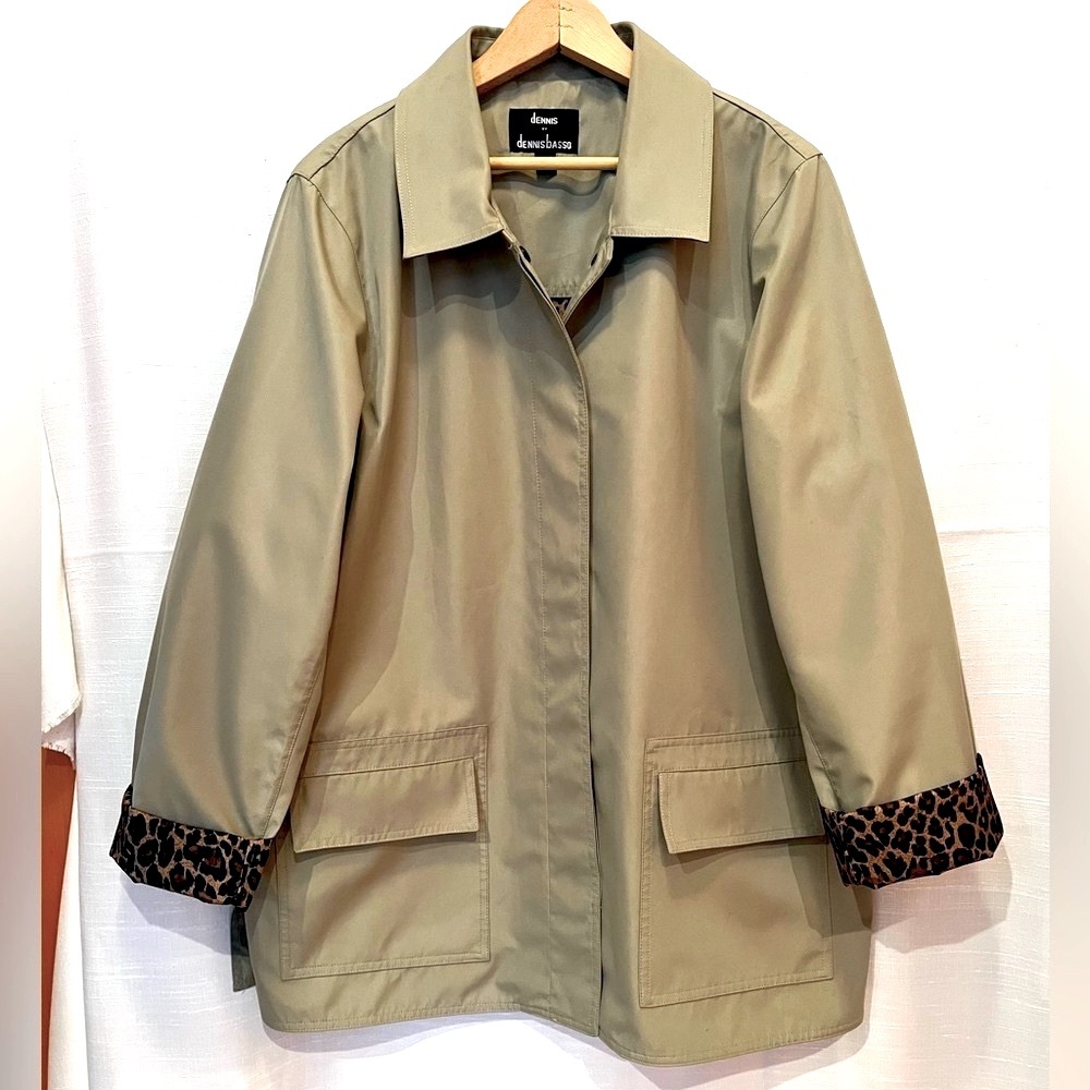 Dennis Basso Leopard Lined Water Resistant Jacket Size Large EUC
